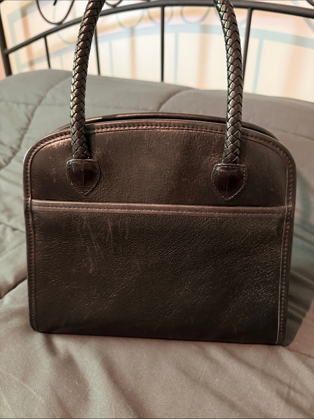 Brighton “Chantilly” Black Leather Top-Handle Satchel - Picture 4 of 15